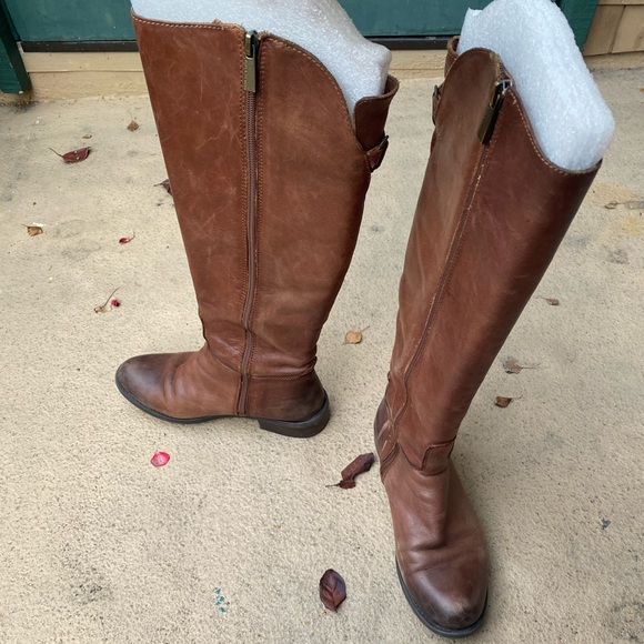 Vince Camuto Kadia Knee High Riding Boots Womens Size 7M Brown Leather Zip - Picture 3 of 6